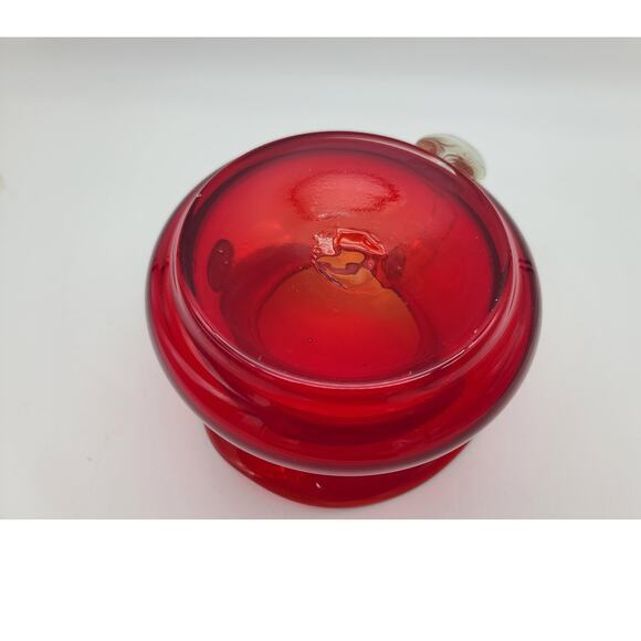 Vintage MCM Bischoff Poinsettia Red Pitcher Blown Glass 1950-60s 3.5" T Sticker - Picture 9 of 9